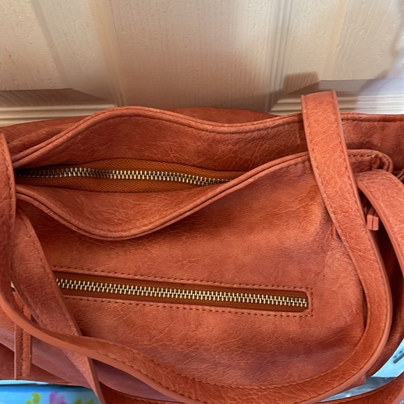 ANTIK KRAFT large Coral, TOTE, PURSE, Handbag EUC RUST SHOULDER STRAP - Picture 8 of 15